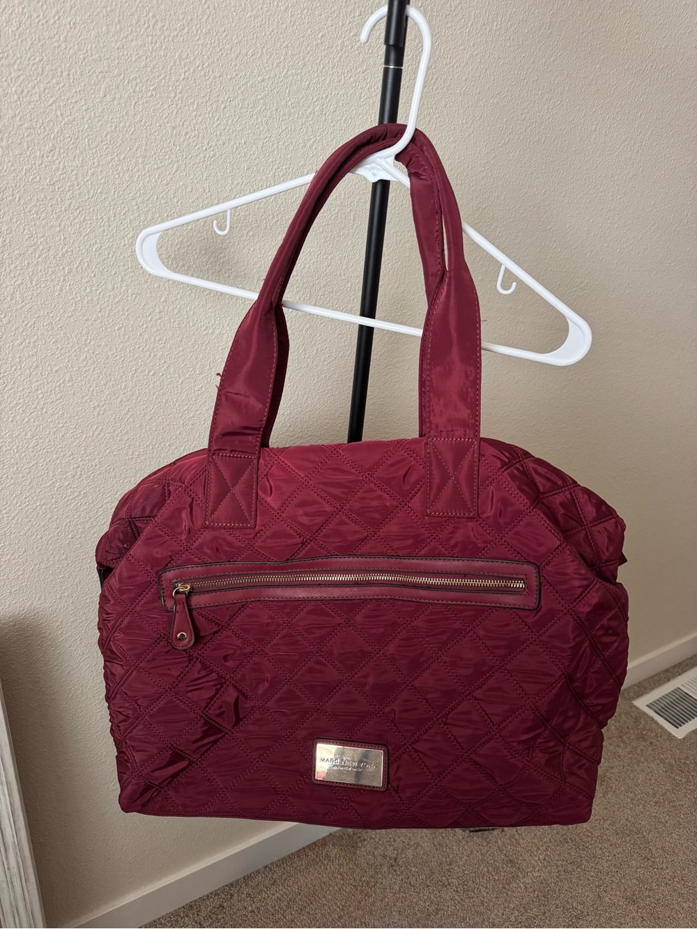 Marc New York Quilted Burgundy Travel Tote Bag